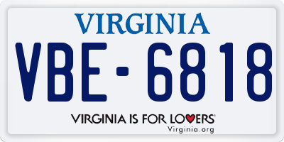 VA license plate VBE6818