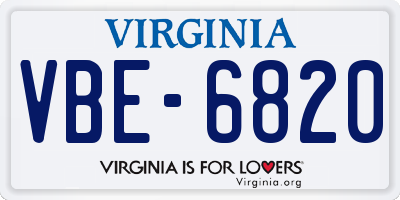 VA license plate VBE6820