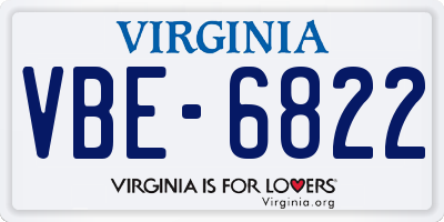 VA license plate VBE6822