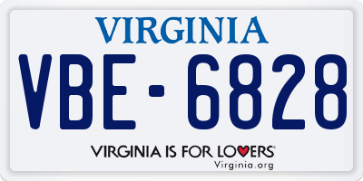 VA license plate VBE6828