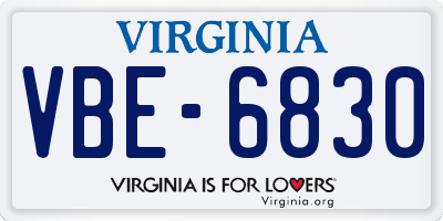 VA license plate VBE6830