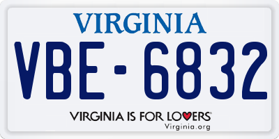VA license plate VBE6832