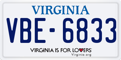 VA license plate VBE6833