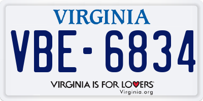 VA license plate VBE6834