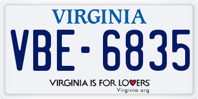 VA license plate VBE6835