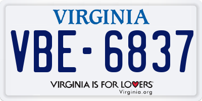 VA license plate VBE6837