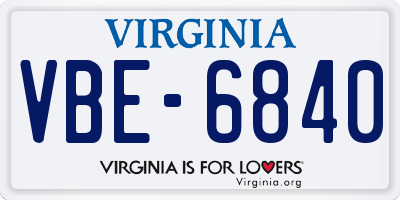 VA license plate VBE6840