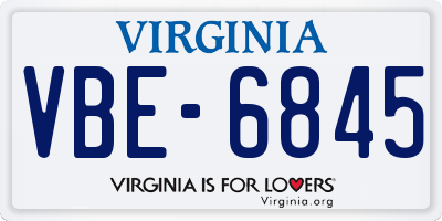 VA license plate VBE6845