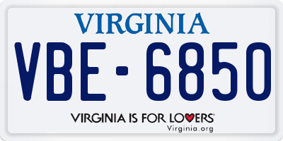 VA license plate VBE6850
