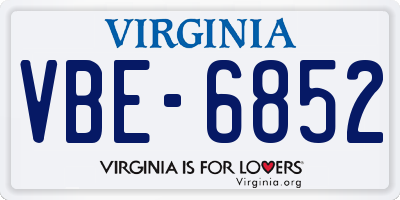VA license plate VBE6852
