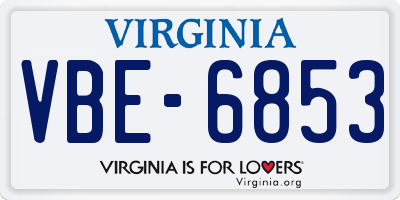 VA license plate VBE6853