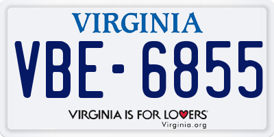 VA license plate VBE6855