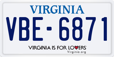VA license plate VBE6871