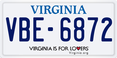 VA license plate VBE6872