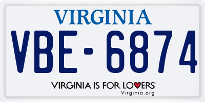 VA license plate VBE6874