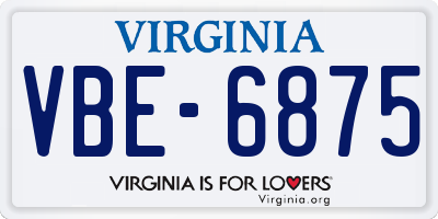 VA license plate VBE6875