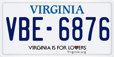 VA license plate VBE6876