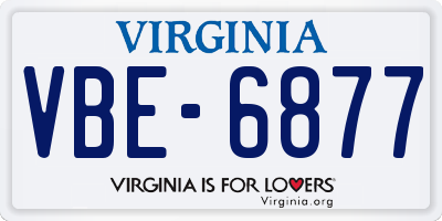 VA license plate VBE6877