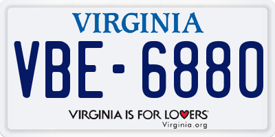 VA license plate VBE6880