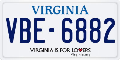 VA license plate VBE6882