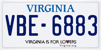 VA license plate VBE6883