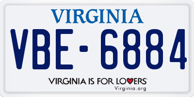 VA license plate VBE6884