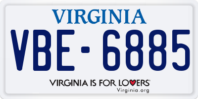 VA license plate VBE6885