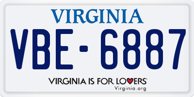 VA license plate VBE6887