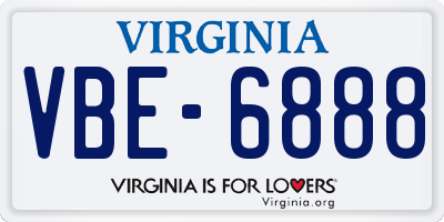 VA license plate VBE6888
