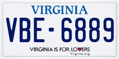 VA license plate VBE6889