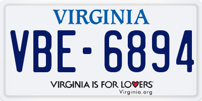 VA license plate VBE6894