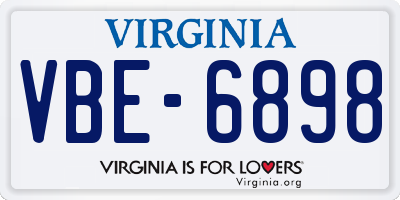 VA license plate VBE6898