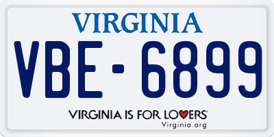 VA license plate VBE6899