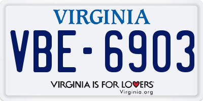 VA license plate VBE6903