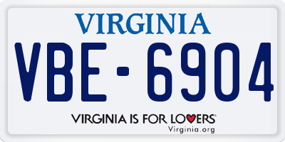 VA license plate VBE6904