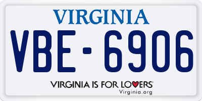 VA license plate VBE6906