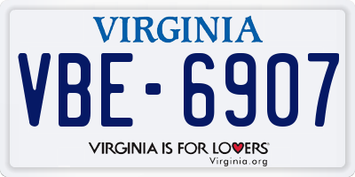 VA license plate VBE6907