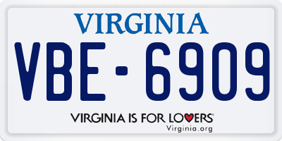 VA license plate VBE6909