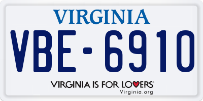 VA license plate VBE6910