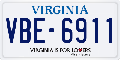 VA license plate VBE6911