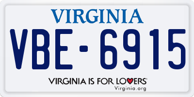 VA license plate VBE6915