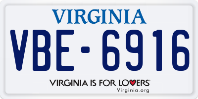 VA license plate VBE6916