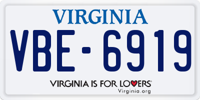 VA license plate VBE6919