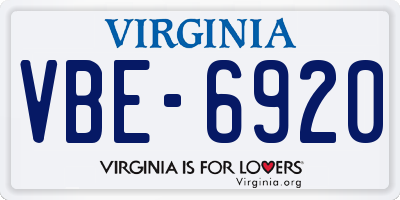 VA license plate VBE6920