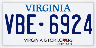 VA license plate VBE6924