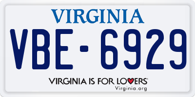 VA license plate VBE6929