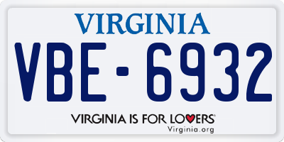 VA license plate VBE6932