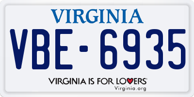 VA license plate VBE6935