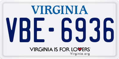VA license plate VBE6936