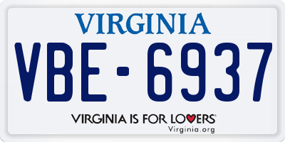 VA license plate VBE6937